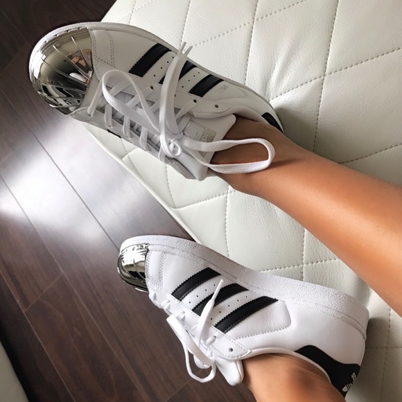 Adidas Shoes | Adidas Superstar Metal Toe Sneakers Women | Color: Black/White | Size: 6 | Kamiilla's Closet